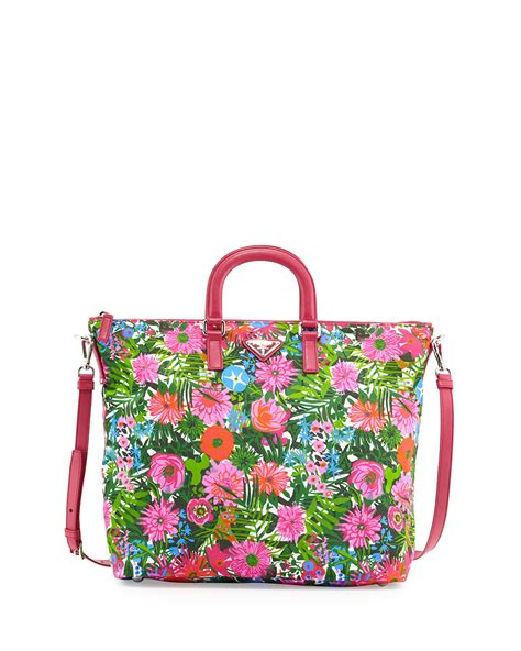 prada floral nylon tote bag|Prada nylon tote bag vintage.